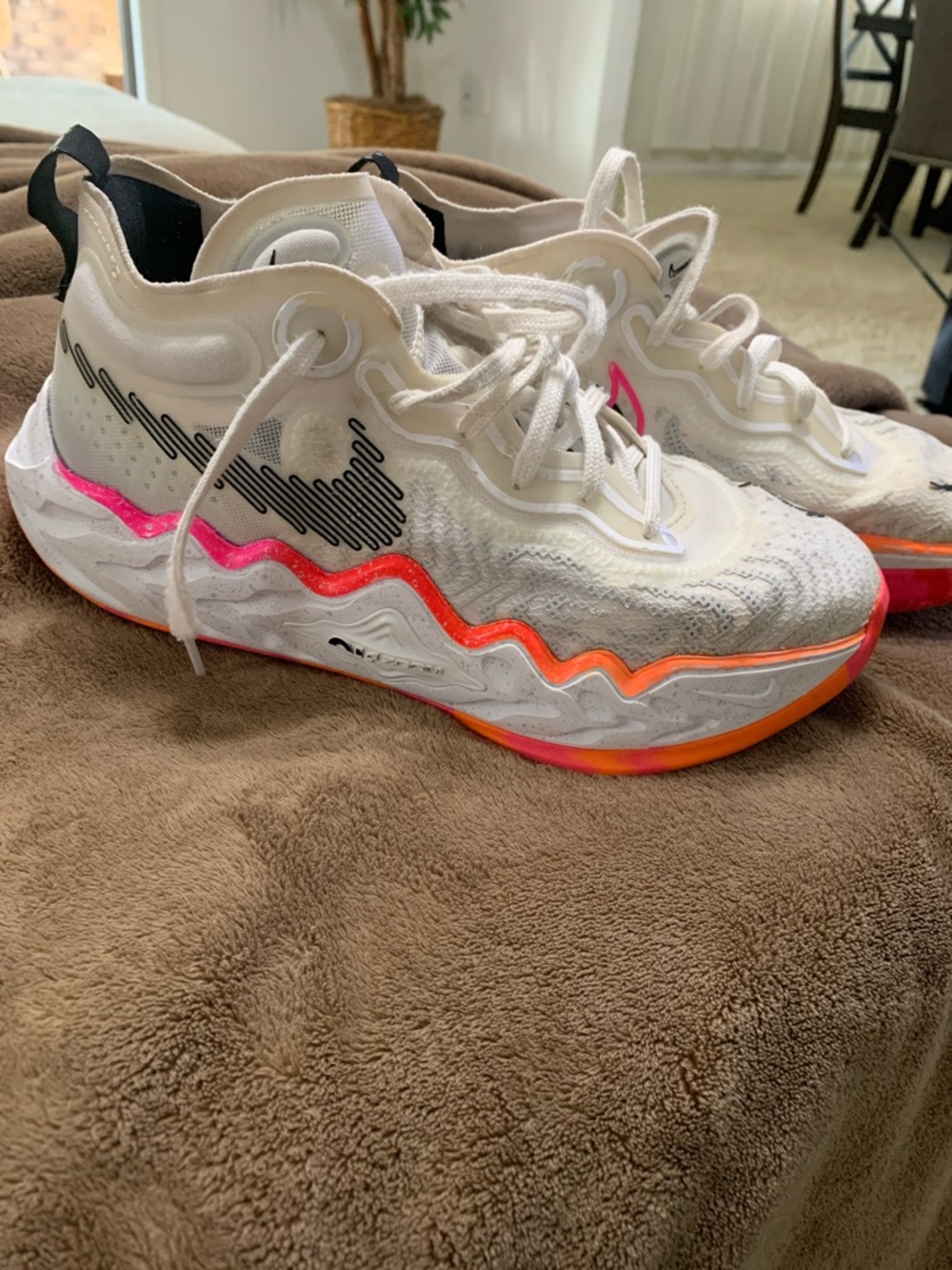Nike White Sneakers with Pink & Orange Accents